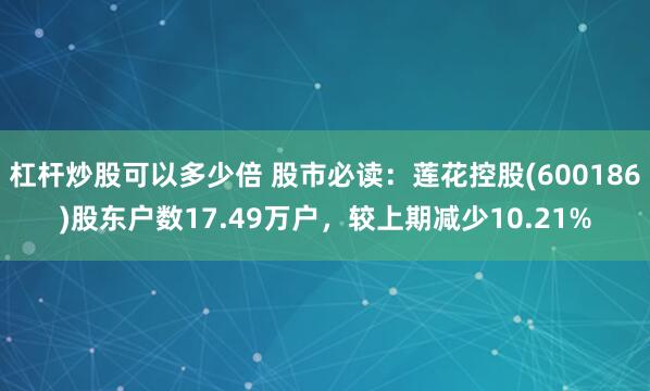 杠杆炒股可以多少倍 股市必读：莲花控股(600186)股东户数17.49万户，较上期减少10.21%